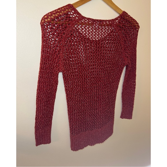 Buckle | Womens Open Knit Sweater | XSmall (XS) | Red / Ruby Red Color | - Picture 5 of 7